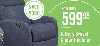 The Brick Jeffery velvet swivel glider recliner - indigo offer