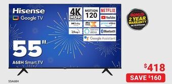 Visions Electronics Hisense 55 a68h smart tv offer