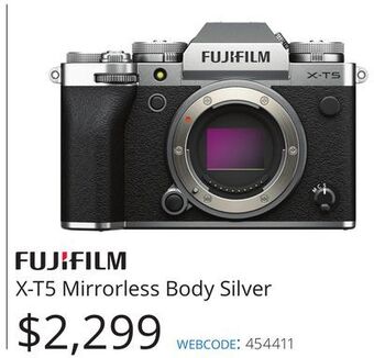 Vistek Fujifilm x-t5 mirrorless body silver offer