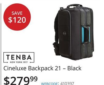 Vistek Tenba cineluxe backpack 21 – black offer