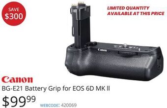 Vistek Canon bg-e21 battery grip for eos 6d mk ll offer