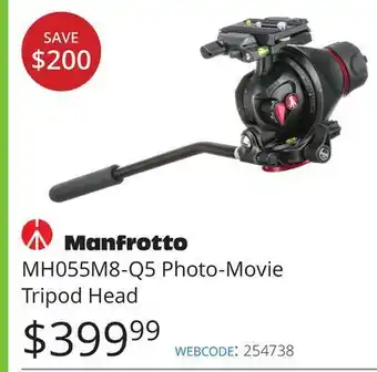 Vistek Manfrotto photo-movie tripod head offer