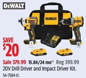 Canadian Tire DEWALT 20V Drill Driver and Impact Driver Kit. 54-7584-0. offer