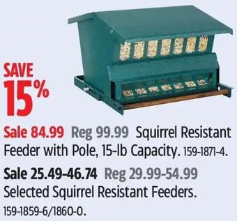 Canadian Tire Squirrel Resistant Feeder with Pole, 15-lb Capacity. 159-1871-4. offer