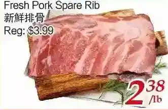 Tone Tai Supermarket Fresh pork spare rib offer