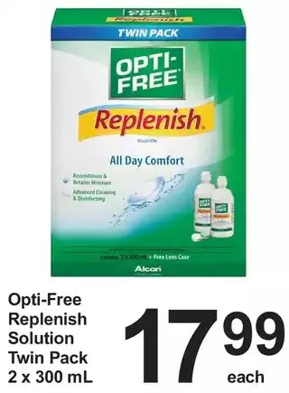 Pharmasave Opti-free replenish solution twin pack offer