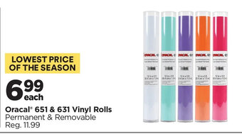 Michaels Oracal® 651 & 631 Vinyl Rolls Permanent & Removable offer