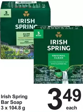 Pharmasave Irish spring bar soap offer