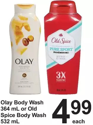 Pharmasave Olay body wash or old spice body wash offer
