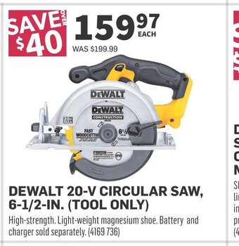 Co-op DEWALT 20-V CIRCULAR SAW, 6-1/2-IN. (TOOL ONLY) offer