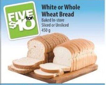 Co-op White or Whole Wheat Bread Baked in-store Sliced or Unsliced 450 g offer