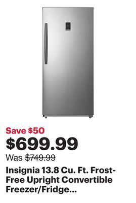 Best Buy Insignia 13.8 cu. ft. frost-free upright convertible freezer/fridge (ns-uz14ss0) -stainless -only at best buy offer