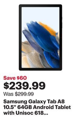 Best Buy Samsung galaxy tab a8 10.5 64gb android tablet with unisoc 618 8-core processor - grey offer