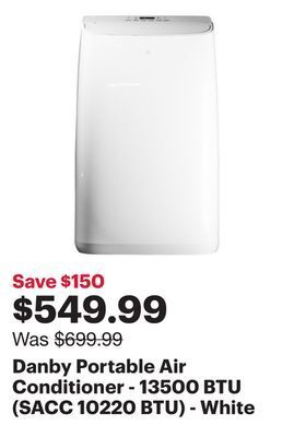 Best Buy Danby portable air conditioner - 13500 btu (sacc 10220 btu) - white offer