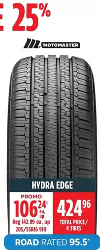 Canadian Tire Motomaster hydra edge tires offer