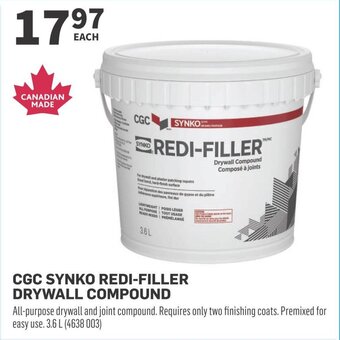 Co-op CGC SYNKO REDI-FILLER DRYWALL COMPOUND offer