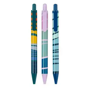 Staples General supply goods + co graphic ballpoint pens- 1 mm tip - black ink - assorted colour barrel- 3 pack offer