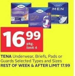 Rexall TENA Underwear, Briefs, Pads or Guards offer