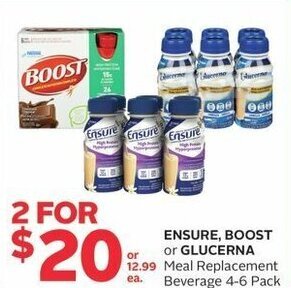 Rexall ENSURE, BOOST or GLUCERNA , Meal Replacement Beverage 4-6 Pack offer