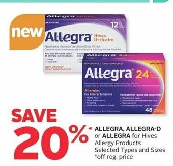 Rexall ALLEGRA, ALLEGRA-D or ALLEGRA for Hives Allergy Products offer