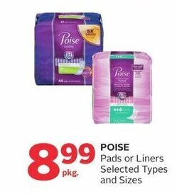 Rexall POISE Pads or Liners / pkg. offer