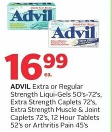 Rexall ADVIL Extra or Regular Strength Liqui-Gels 50's-72's, / ea offer