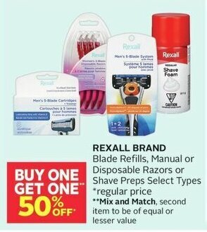 Rexall Disposable Razors or Shave Preps offer