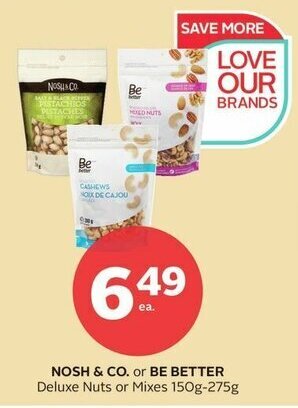 Rexall NOSH & CO. or BE BETTER Deluxe Nuts or Mixes 150g-275g offer