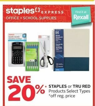 Rexall STAPLES or TRU RED Products Select Types offer