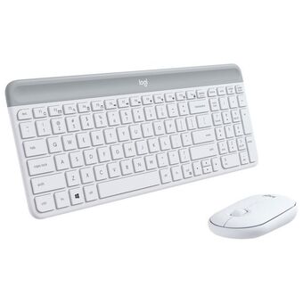 Best Buy Logitech mk470 slim wireless optical keyboard & mouse combo - english - off-white offer