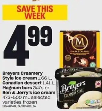 Independent Grocer Breyers Creamery Style ice cream 1.66 L offer