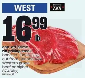 Independent Grocer Cap-off prime rib grilling steak lb offer