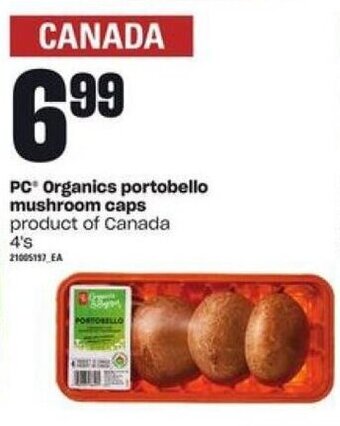 Independent Grocer PC Organics portobello mushroom caps 4's 21005197 EA offer