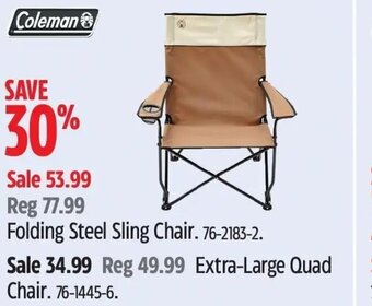 Canadian Tire Coleman Folding Steel Sling Chair offer