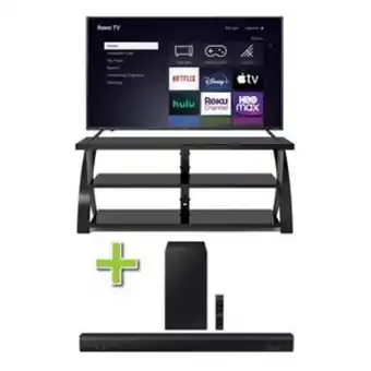 Aaron's 50 element tv w/ soundbar & tv stand offer