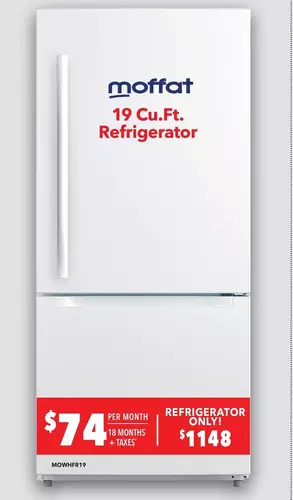 Surplus Furniture Moffat stainless steel 19 cu ft refrigerator with drawer offer