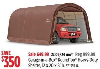 Canadian Tire Garage-in-a-Box® Round Top® Heavy-Duty Shelter, 12 x 20 x 8′ h. 37-1365-0. offer