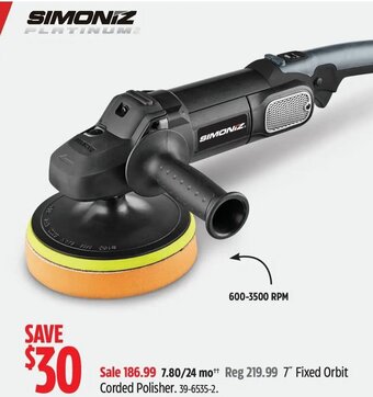 Canadian Tire 7" Fixed Orbit Corded Polisher offer