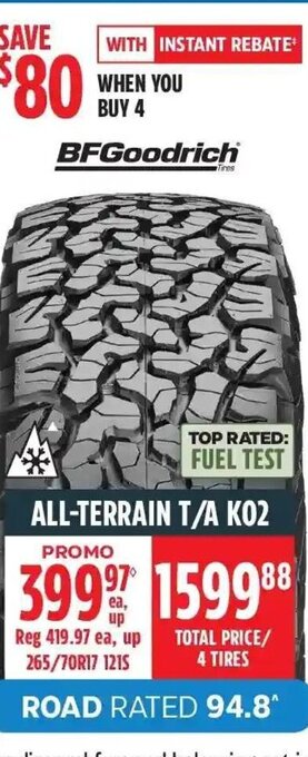 Canadian Tire BFGoodrich ALL-TERRAIN T/A KO2 TIRE offer