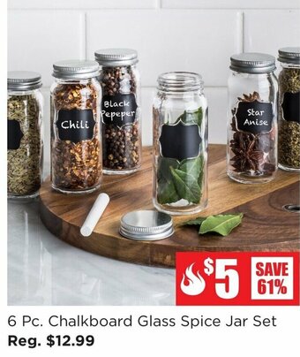 Kitchen Stuff Plus 6 Pc. Chalkboard Glass Spice Jar Set offer