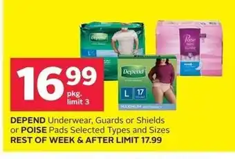 Rexall DEPEND Underwear, Guards or Shields offer