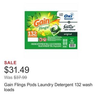Costco Gain flings pods laundry detergent 132 wash loads offer