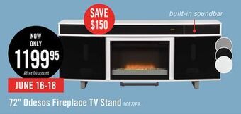 The Brick Odesos 72 tv stand with glass ember firebox and soundbar white offer