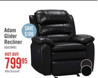 The Brick Adam leather-look fabric glider recliner - black offer