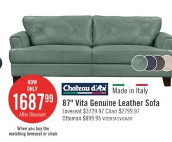 The Brick Vita 100% genuine leather sofa - seafoam offer