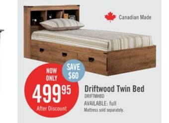 The Brick Driftwood twin mates bed with bookcase headboard offer