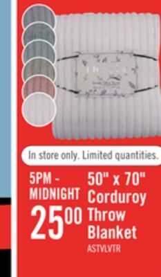 The Brick 50 x 70 corduroy throw blanket offer
