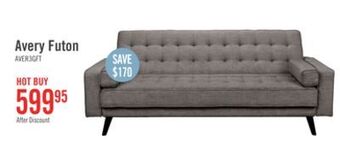 The Brick Avery linen-look fabric futon - grey offer