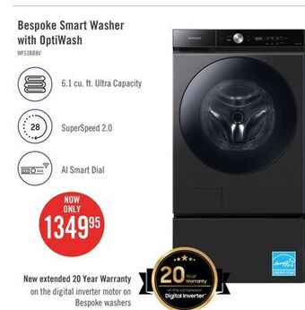 The Brick Samsung bespoke 6.1 cu. ft. smart front-load washer - wf53bb8700avus offer