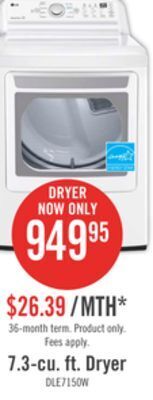 The Brick Lg 7.3 cu. ft. electric dryer - dle7150w offer